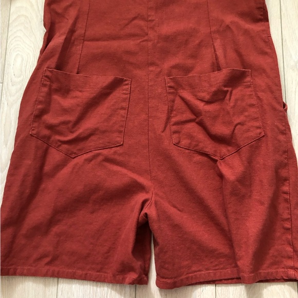 Birds of North America Linen Blend Romper in Burnt Orange Size 6 - Picture 11 of 12